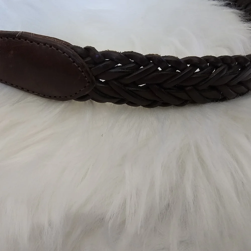 Coach Vintage Mahogany Braided Leather Dress Belt Size 38